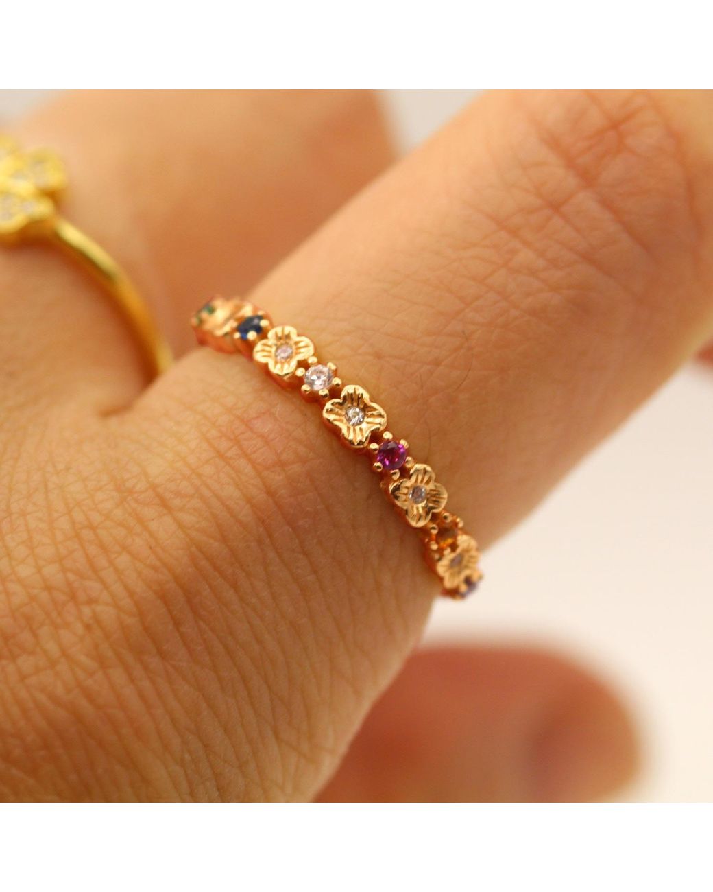 VicStoneNYC Fine Jewelry Metallic Persimmon Blossom Symphony Gem Ring