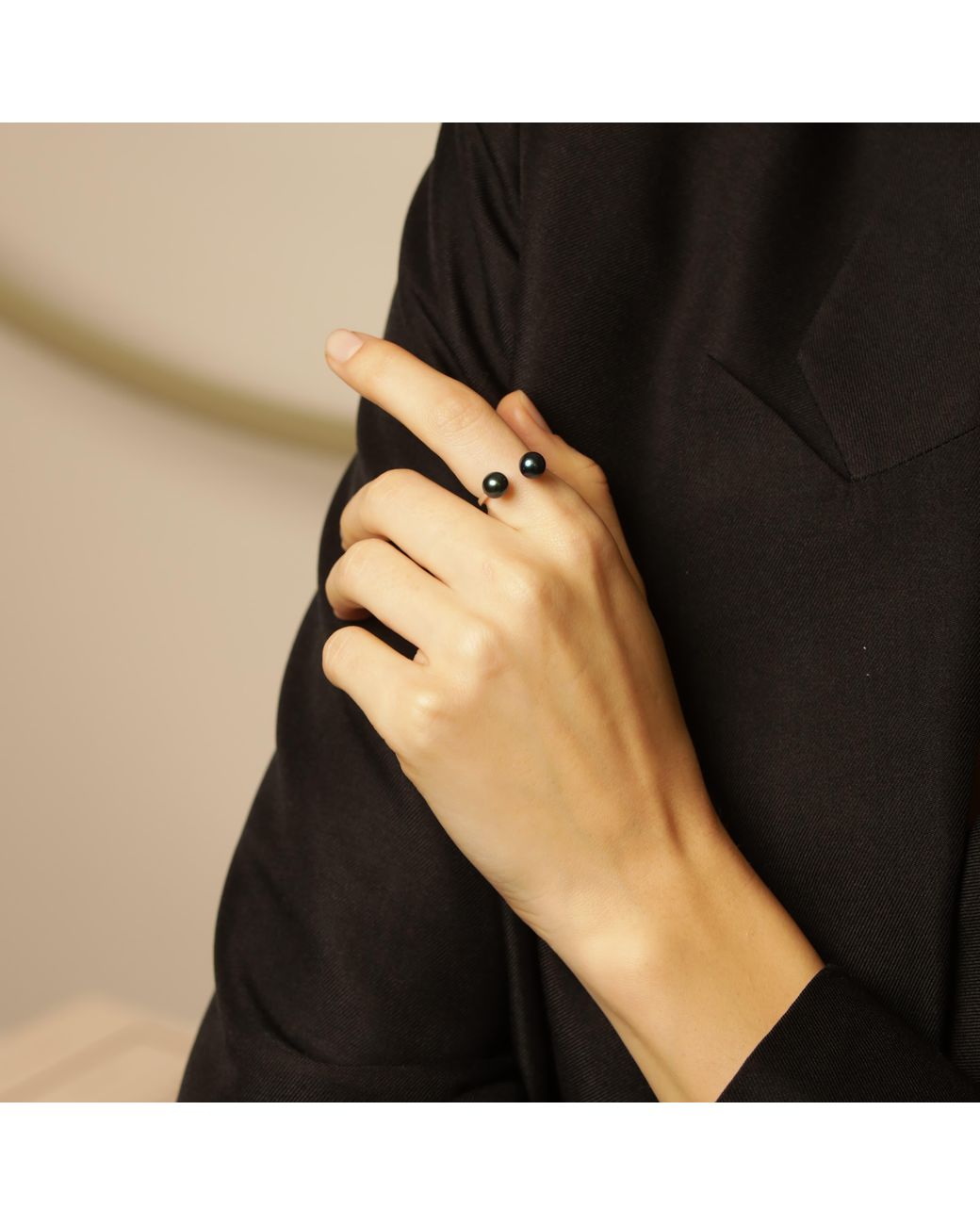 Pearl Code Blue Pearl Open Ring – Double Statement Design