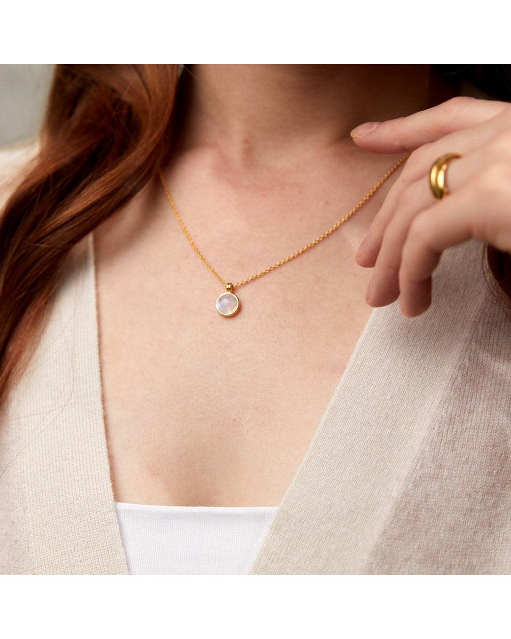 Auree Jewellery Metallic Lulea Moonstone & Vermeil Pendant Necklace
