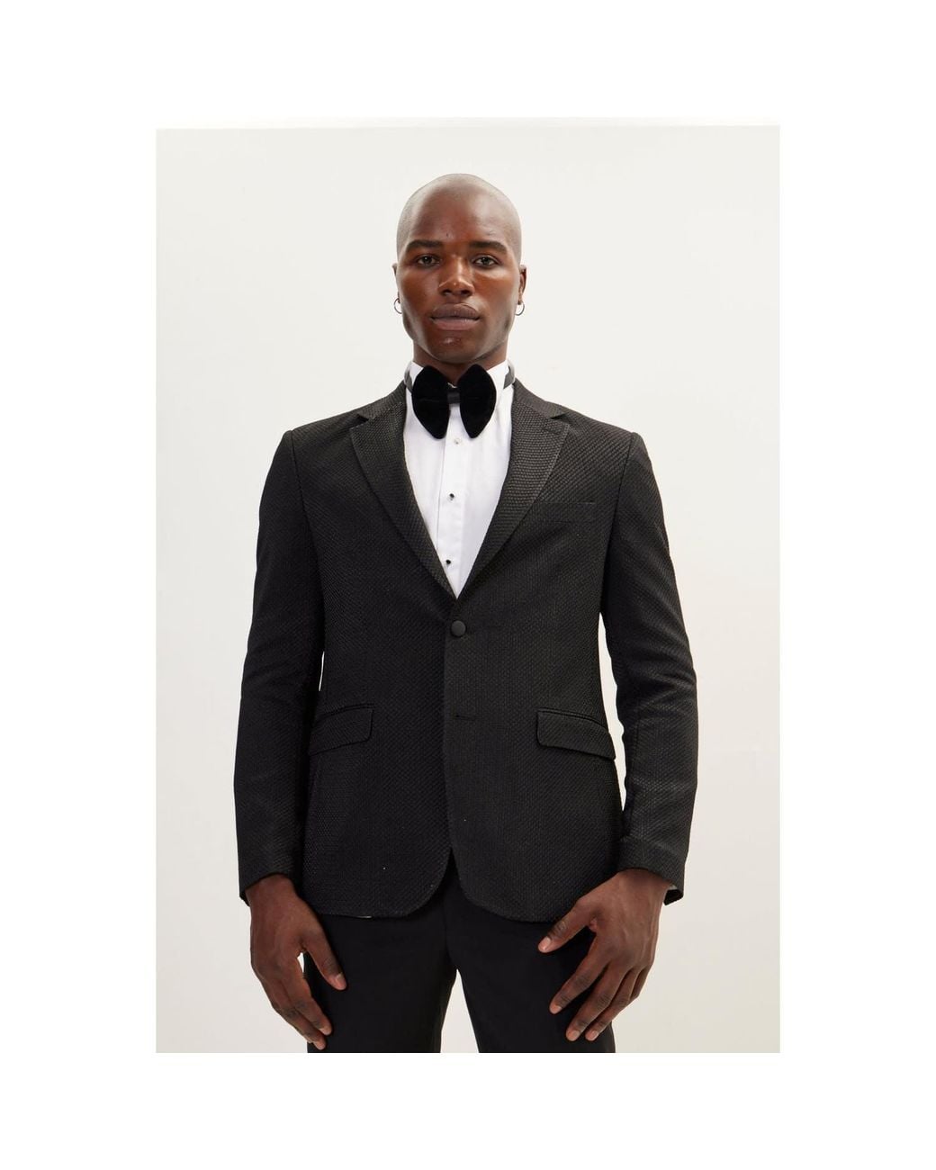 Ron Tomson Black Classic Notch Lapel Dinner Jacket for men