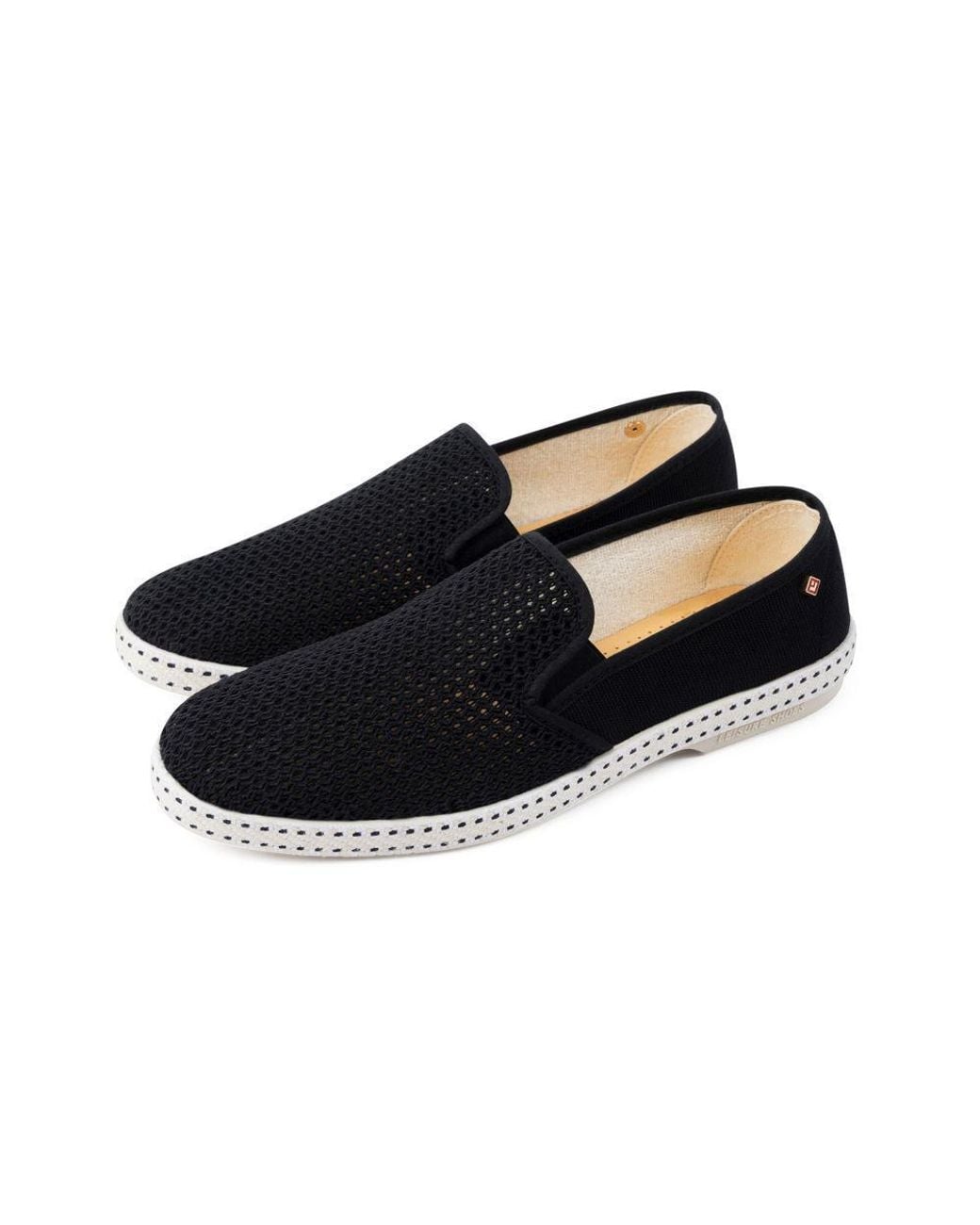 Rivieras Black Classic Cotton Canvas Slip-On Loafer With Laces