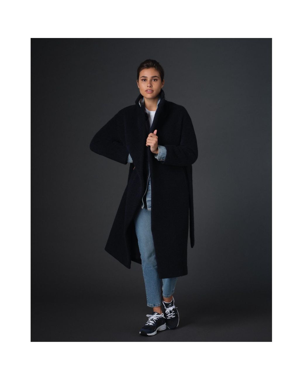 Vulto Blue Dark Belted Coat