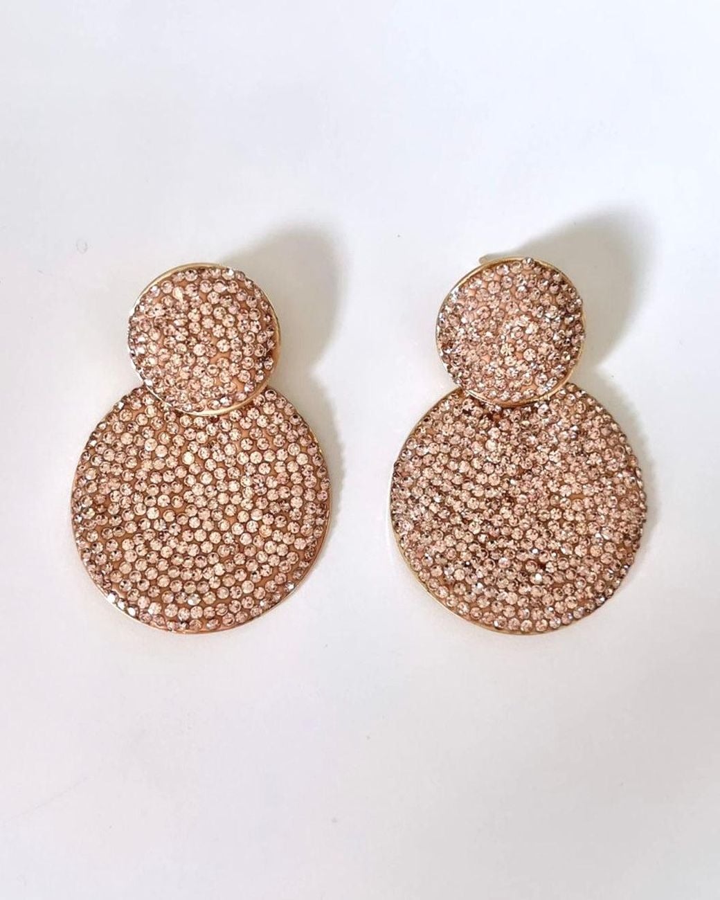 Crystals and Co Natural Peach Double Drop Earrings