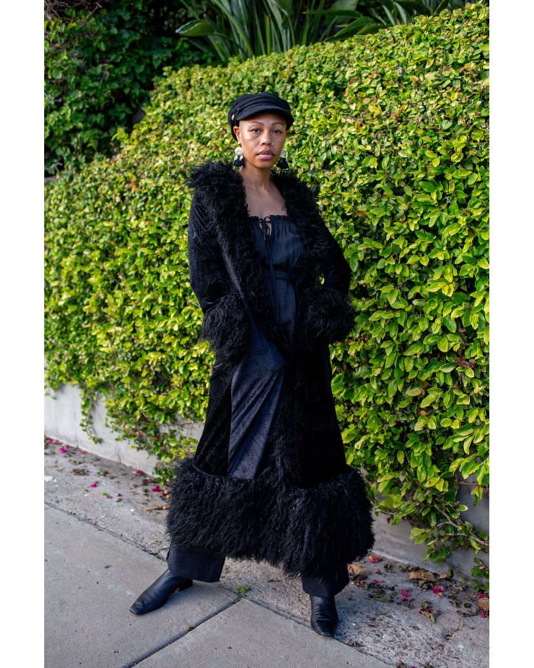 Jennafer Grace Black Penny Deluxe Baroque Velvet Faux Fur Jacket