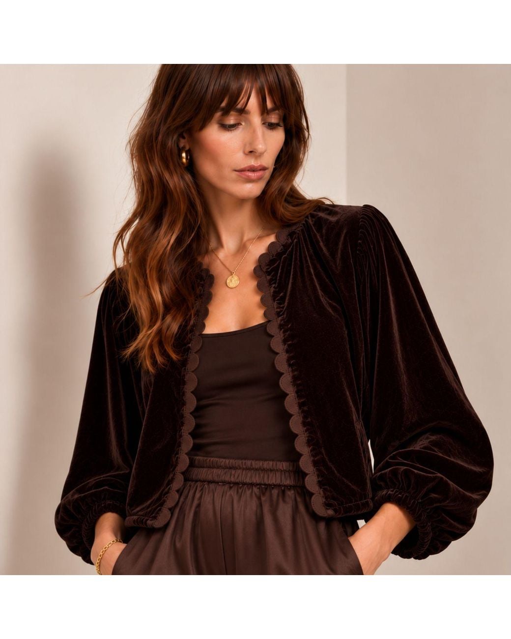 Luella Fashion Bari Velvet Jacket Chocolate in Black | Lyst