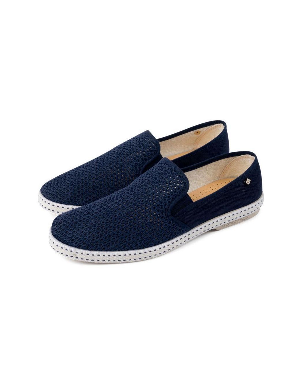 Rivieras Blue Classic Cotton Canvas Slip-On Loafer With Laces