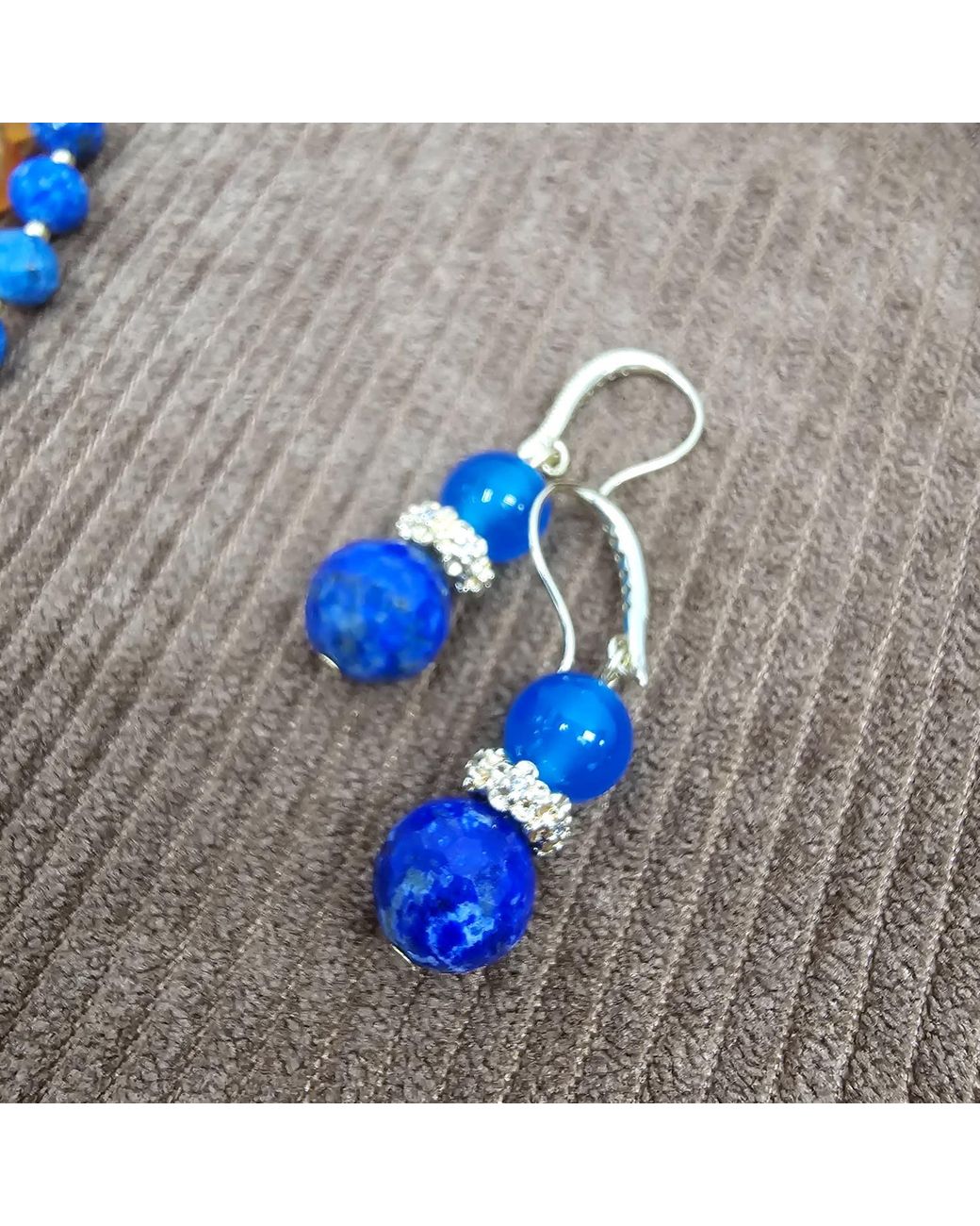 Farra Blue Lapis And Agate Earrings