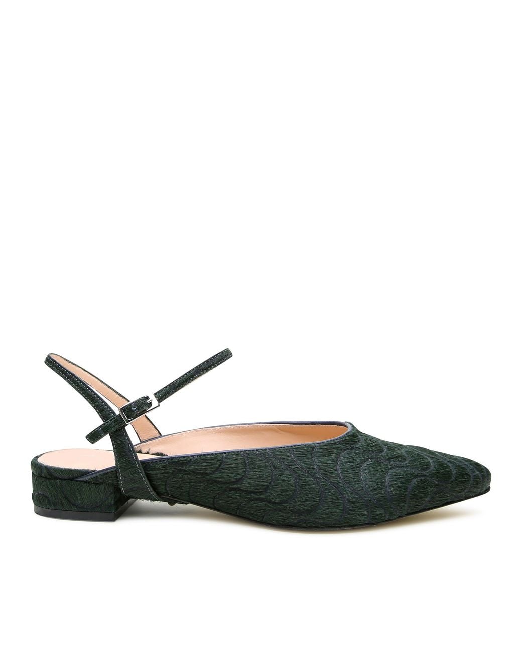 Alterre Green Laser Engraved Calf Hair Slides