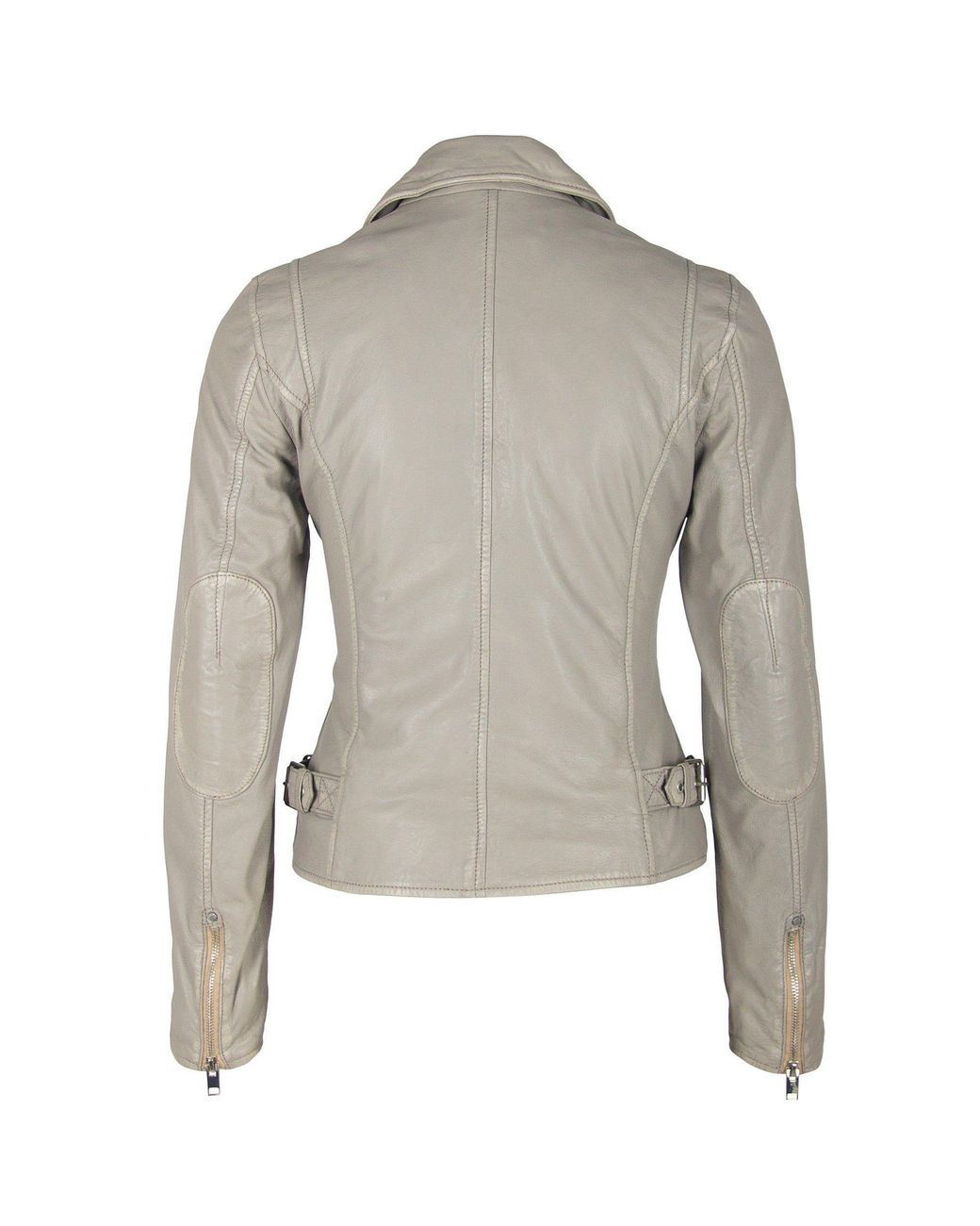 Mauritius Gray Moto Leather Jacket Sofia
