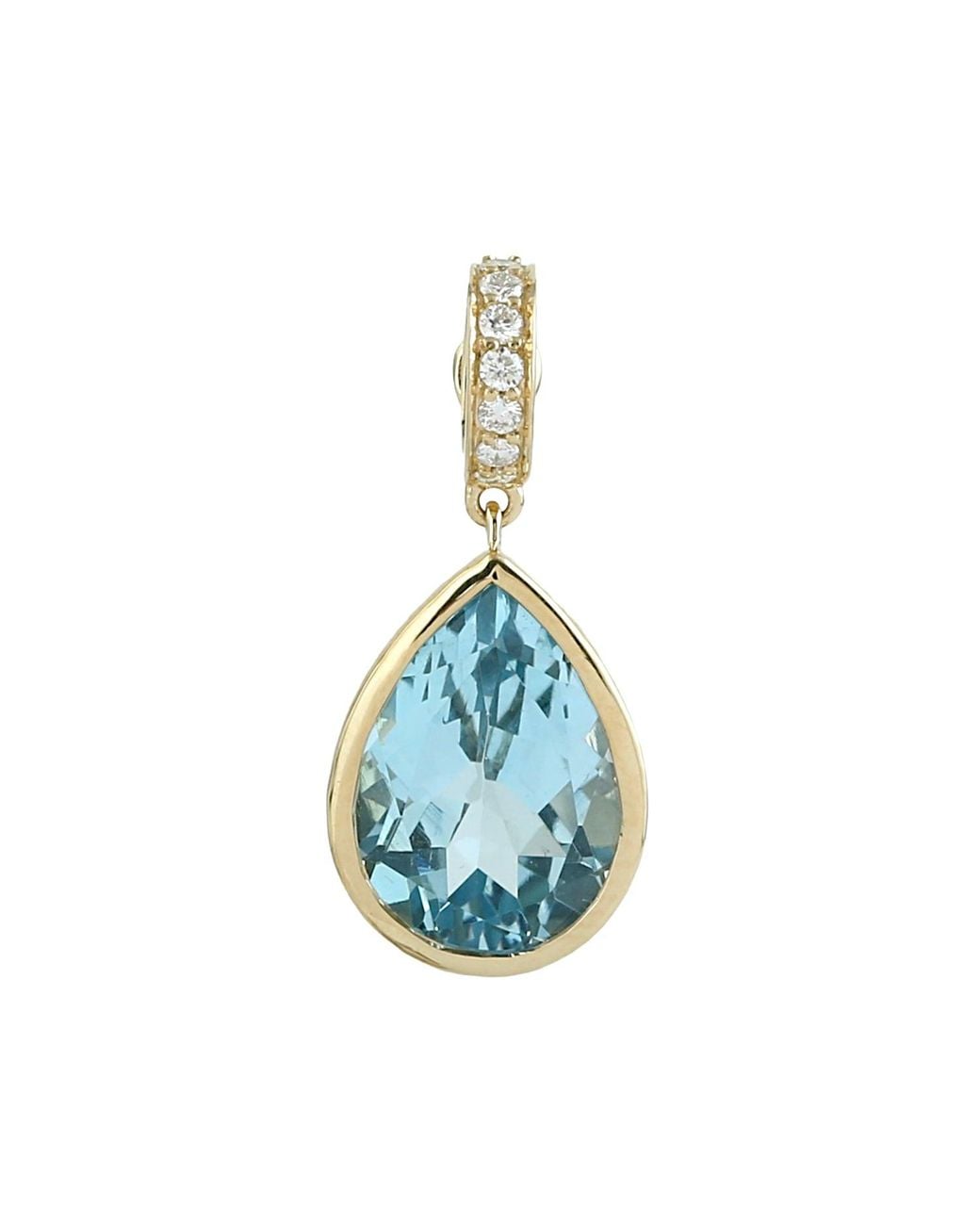 Artisan Blue 18K Topaz & Diamond Pear Drop Pendant