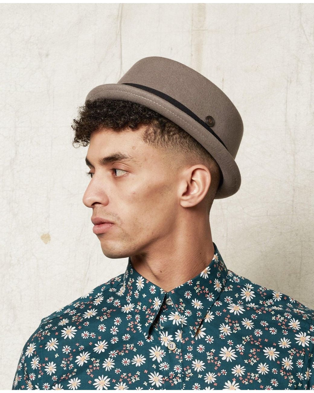 Dasmarca Hats Gray Jack Smoke Felt Skimpy Brim Short Brim Rude Boy Mod Style Porkpie Hat for men