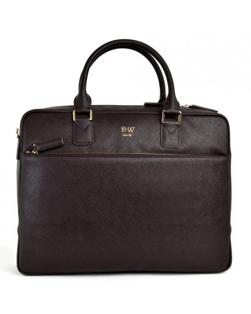 DAVID WEJ Black Saffiano Leather Briefcase – for men