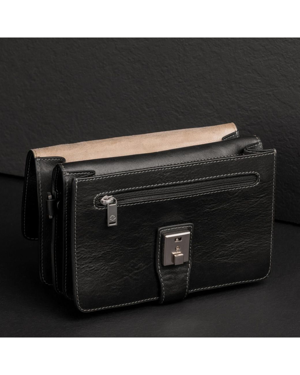 Time Resistance Black Leather Clutch Purse for men