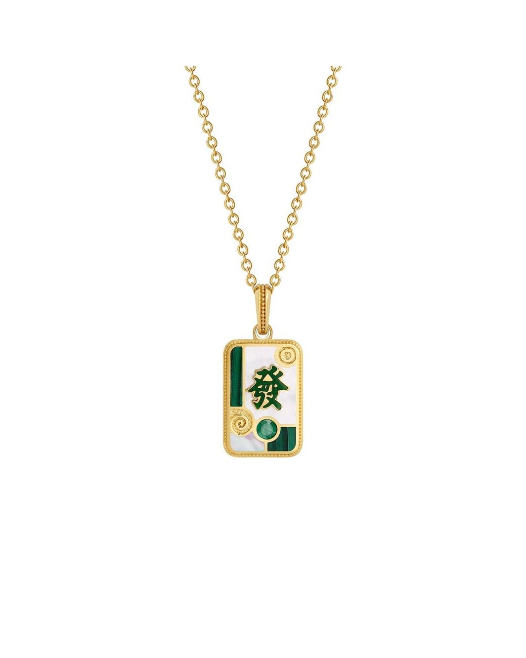 Karma and Luck Metallic Prosperity Dragon Multi-Stone Mahjong Necklace