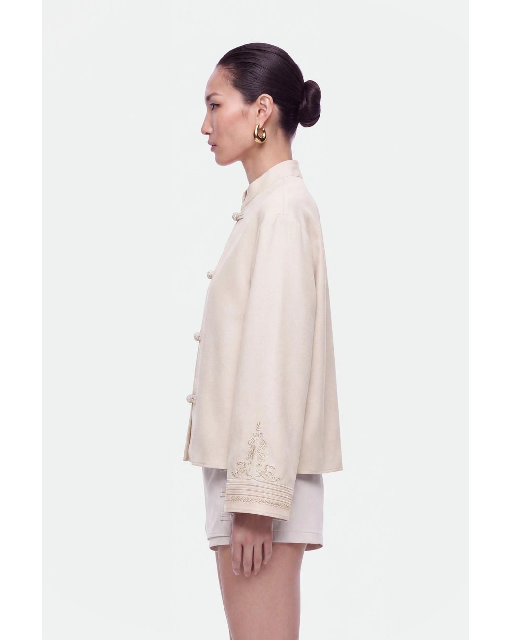 Nocturne Natural Embroidery Detail Oversized Jacket