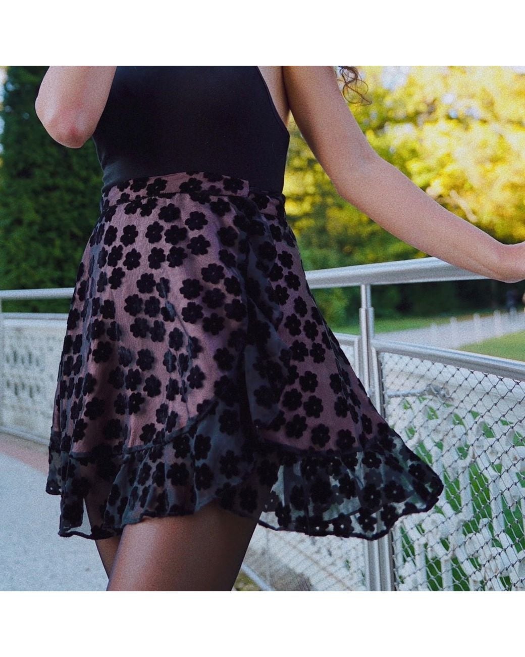 Introvertie VIENNA Black Over It Viscose Wrap Skirt Mini