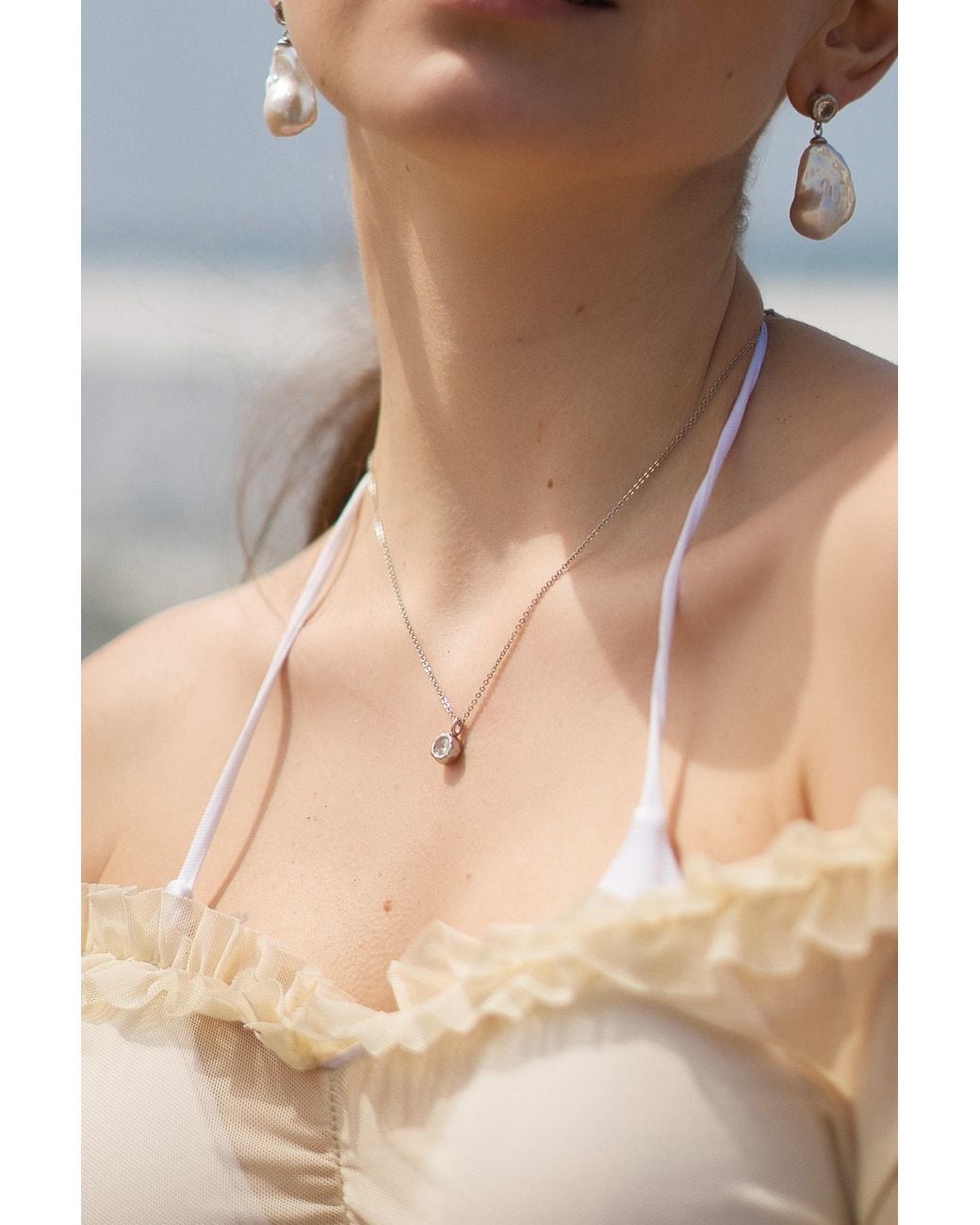 Classicharms Metallic Skyler Molten Mini Solitaire Clear Cz Pendant Necklace