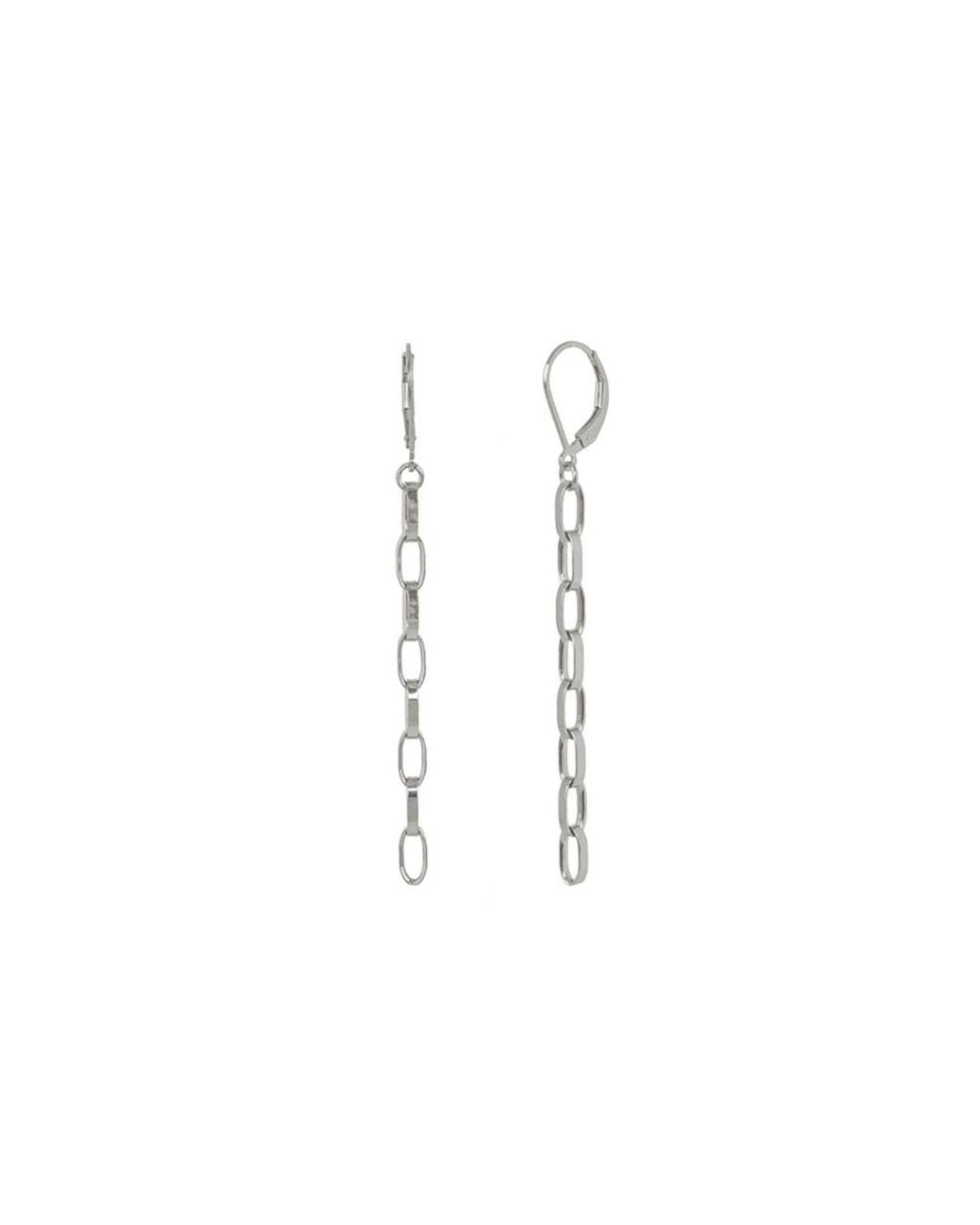 Edge Only White Oval Link Drop Earrings Sterling