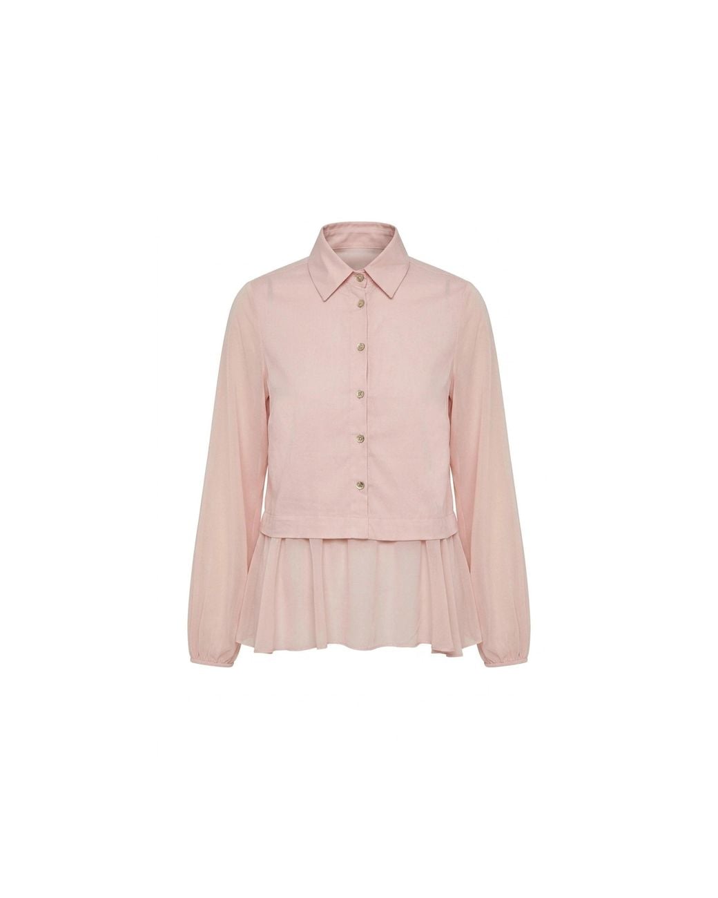 James Lakeland Pink Pale Contrast Hem Blouse