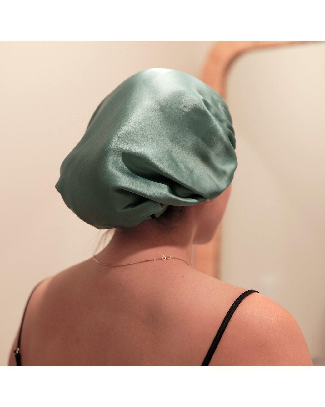 Soft Strokes Silk Green Pure Mulberry Silk Double Layer Bonnet The Venetians