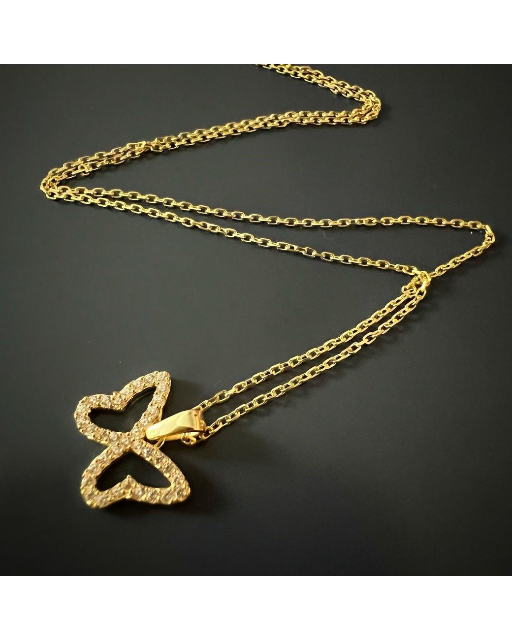 Ebru Jewelry Metallic Sparkly Butterfly Necklace