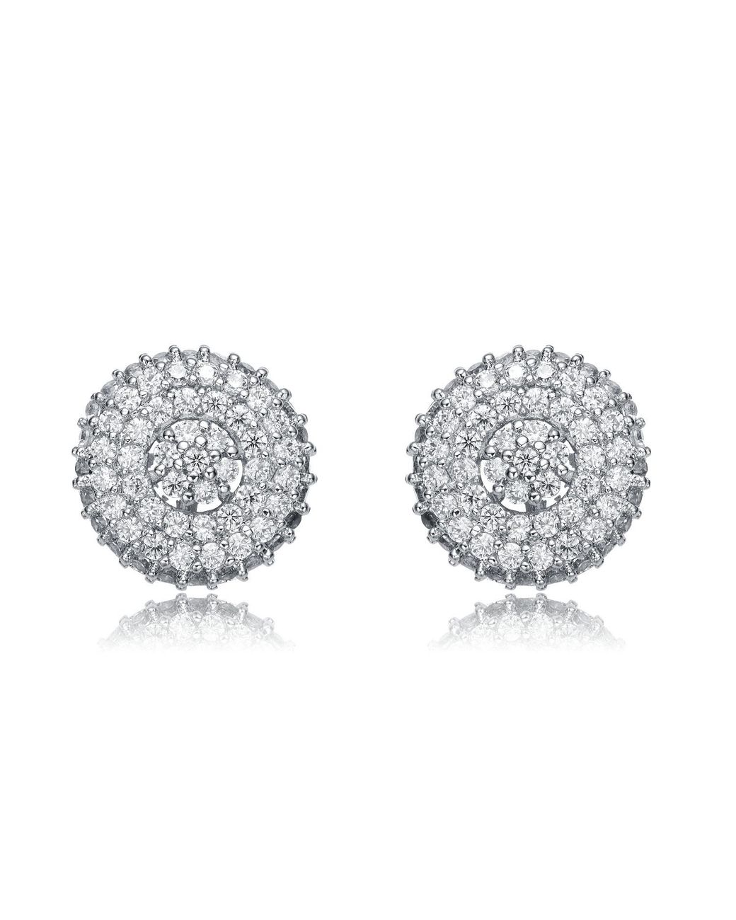 Genevive Jewelry Metallic Rachel Glauber Plated With Cubic Zirconia Concentric Cluster Round Stud Earrings