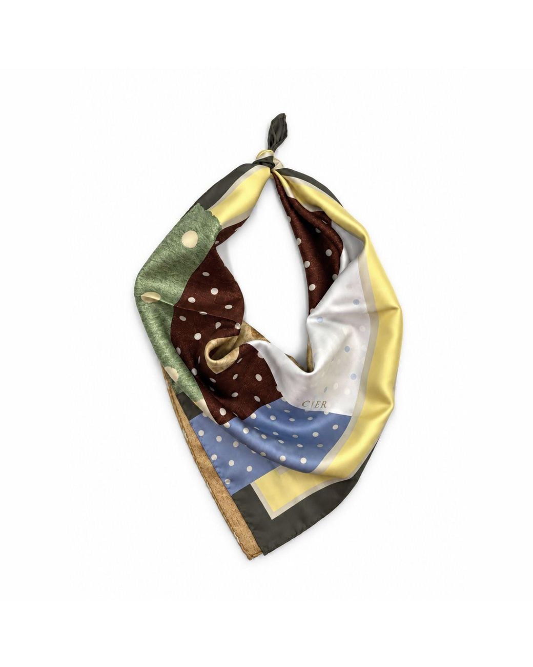 Cier White Dot On Dot Silk Scarf