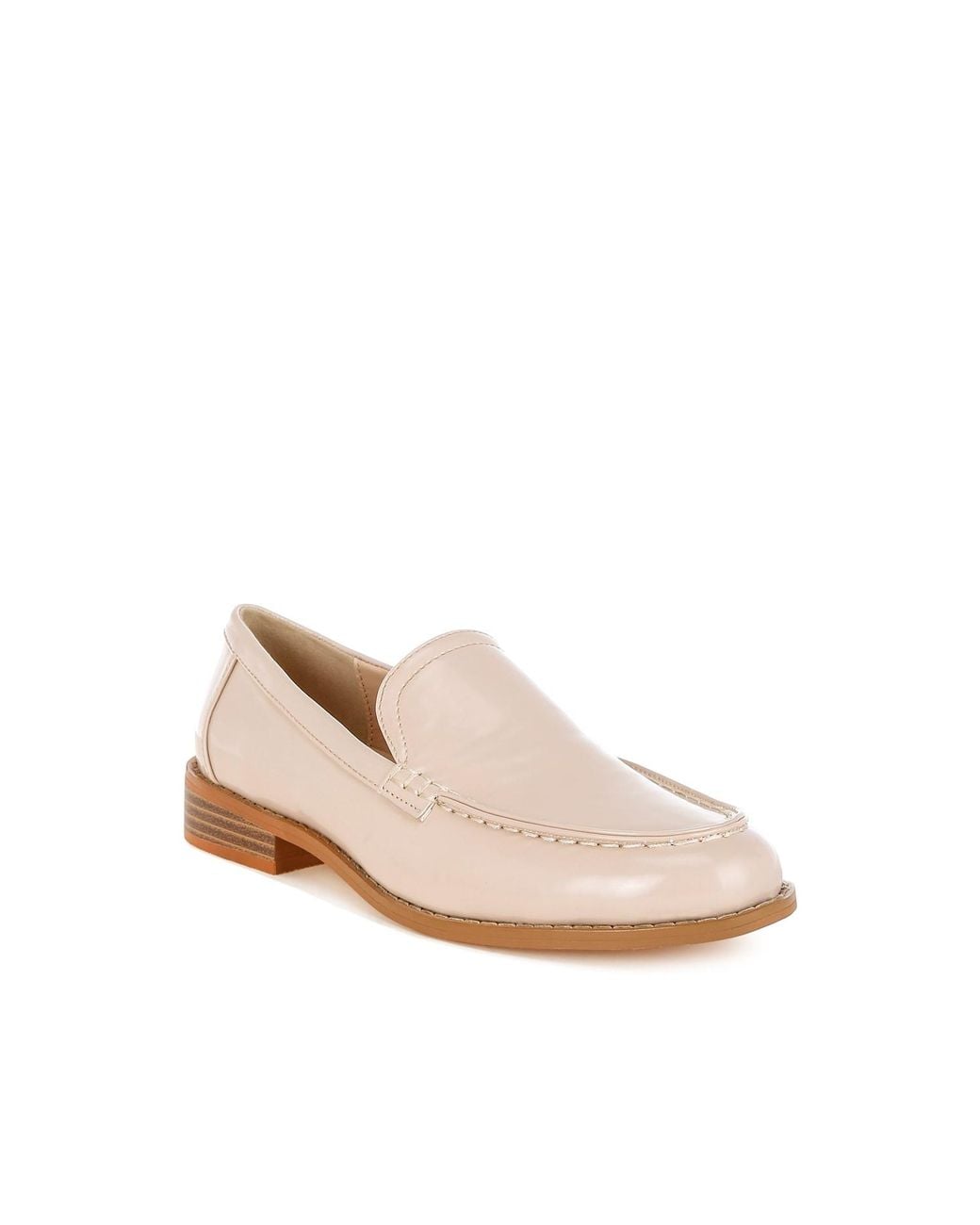 Rag & Co Pink Neutrals Corleone Pleather Stacked Heel Loafers