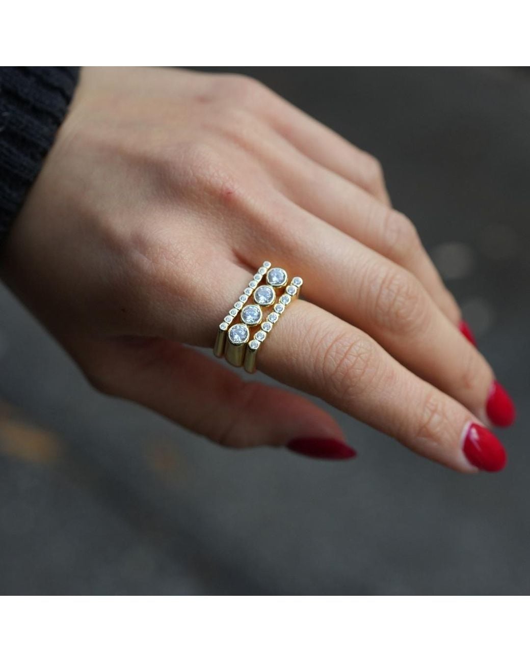 Argento Vivo Metallic The Gemma Ring Stack