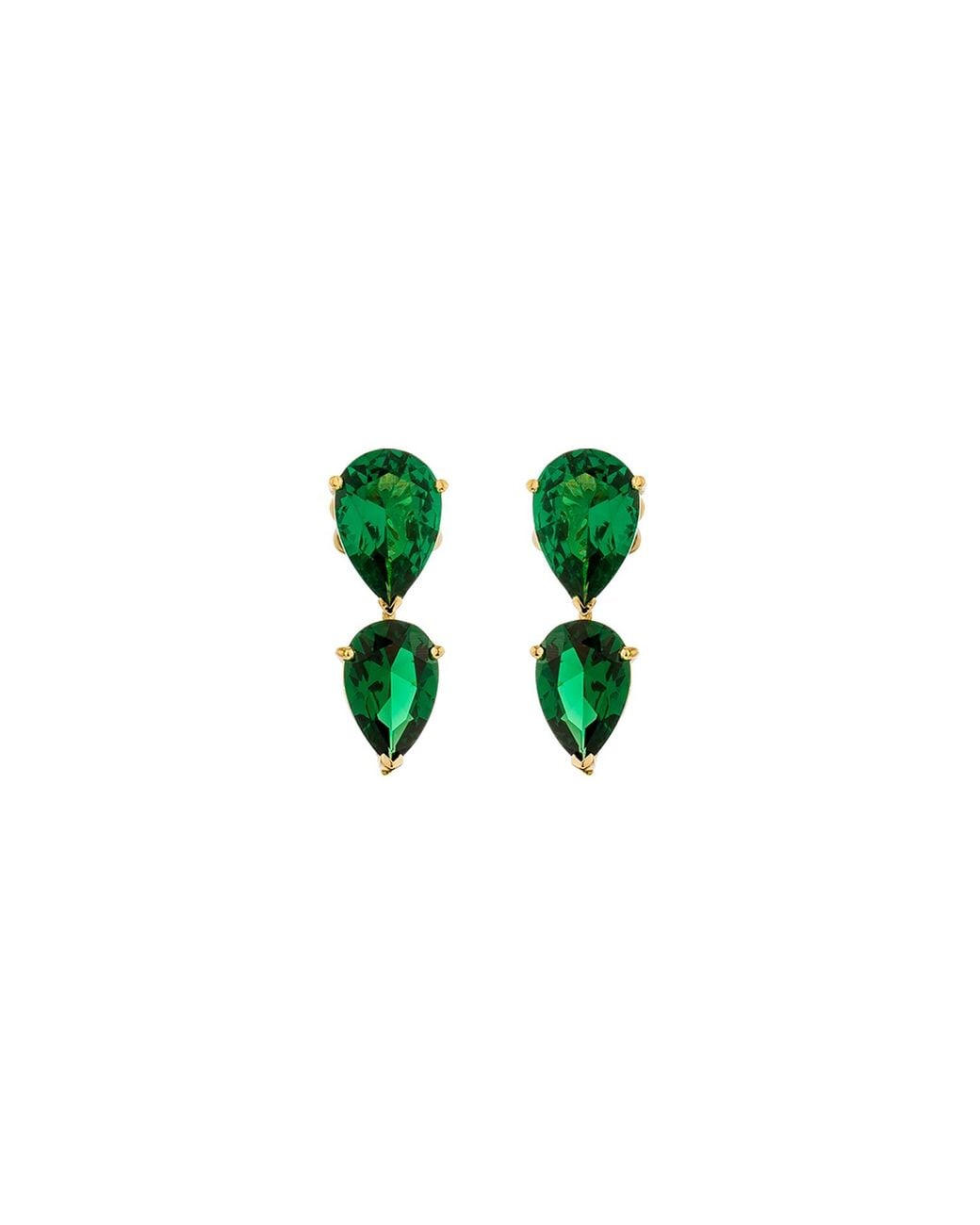 SALLY SKOUFIS Green Pure Drop Earrings With Made Emerald & Cz Diamond Stimulant