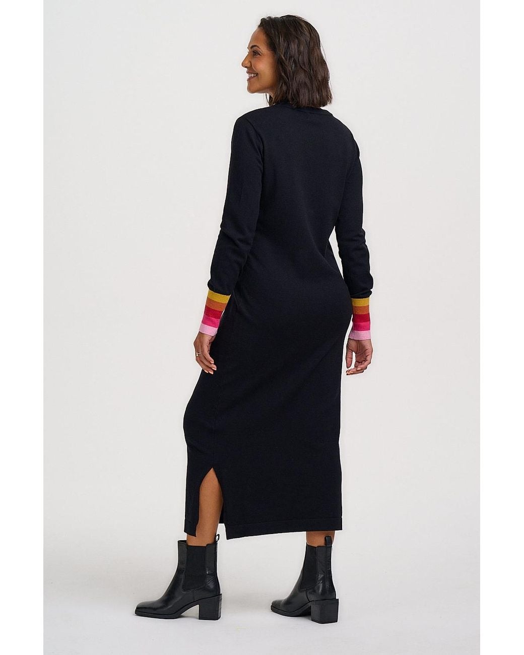 Sugarhill Black Liselle Knitted Midi Dress Sunset Sparkle
