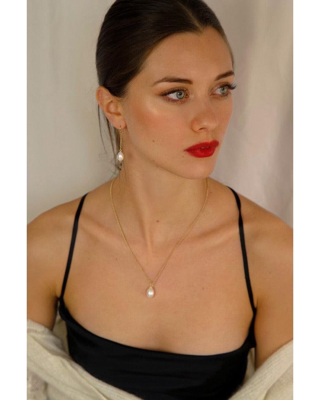 Katy Faye Metallic Brigette Pearl Necklace