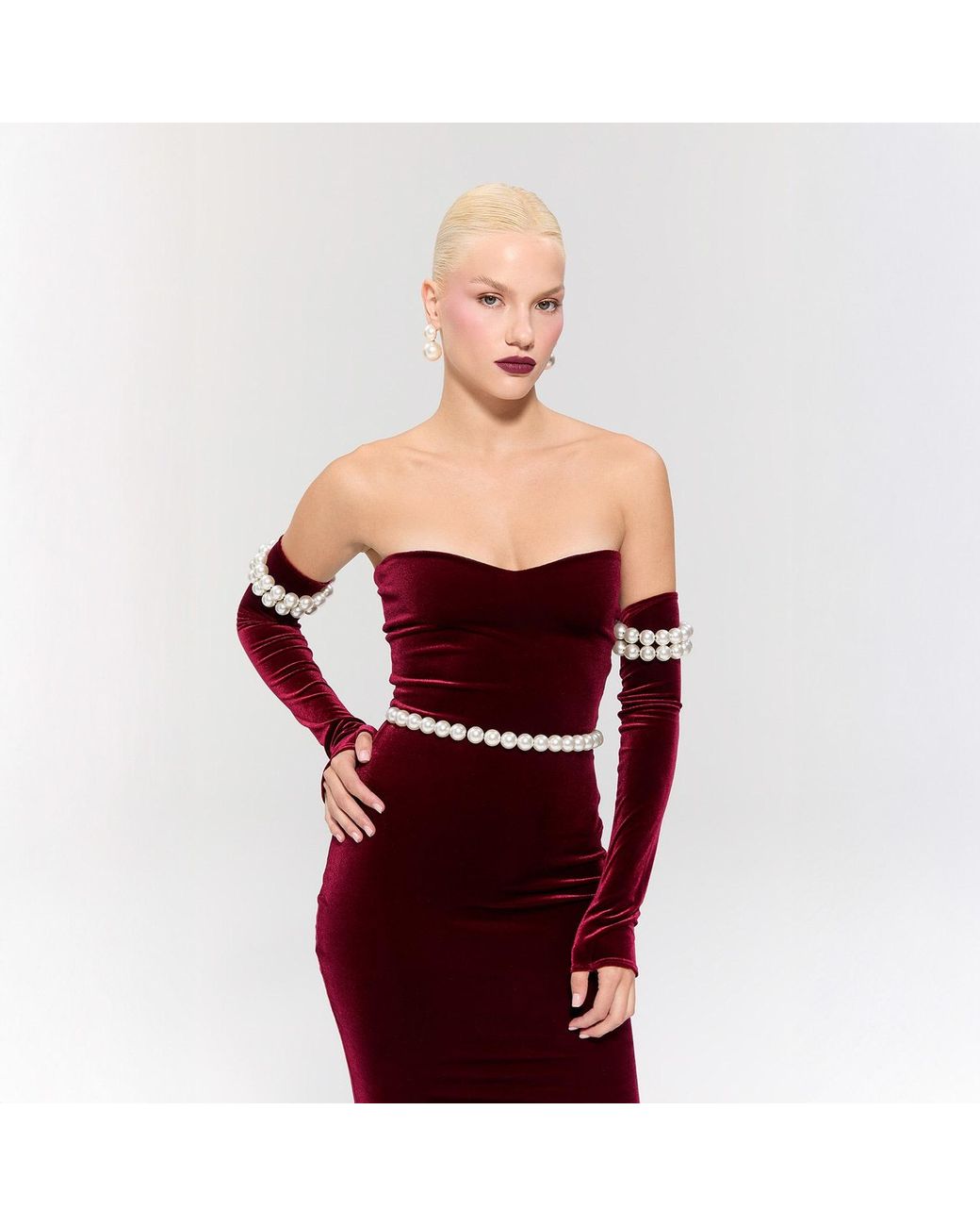 Nur Karaata Red Eternal Pearl Dress
