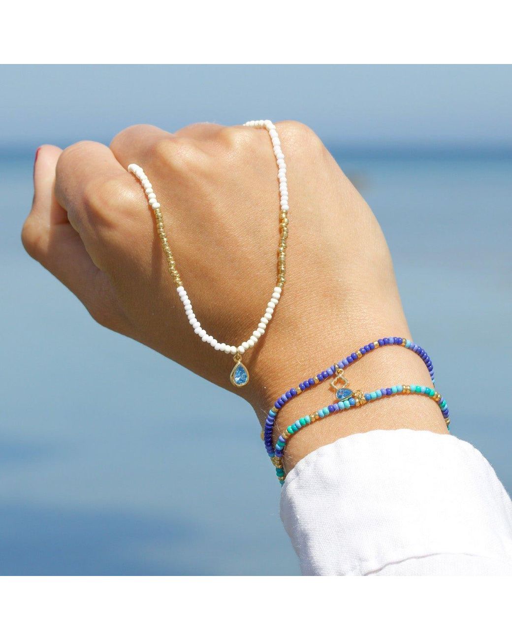 With Love Darling Metallic Water Drop Beaded Bracelet