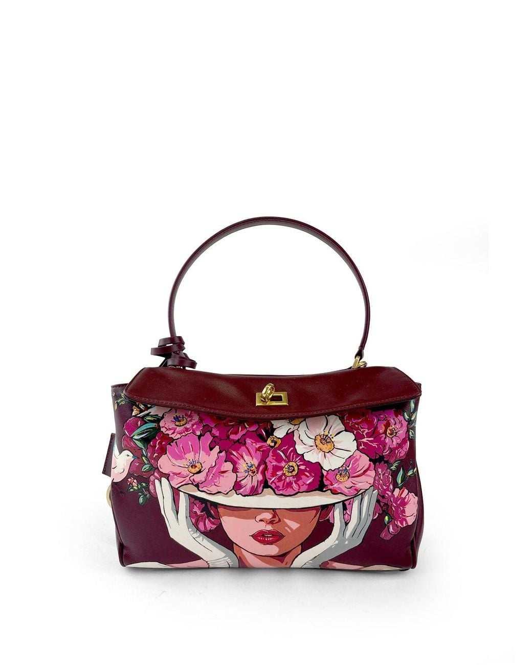 Maison Rubaiyat Purple Henriette Hand-Painted Leather Shoulder Bag – Flower Hat