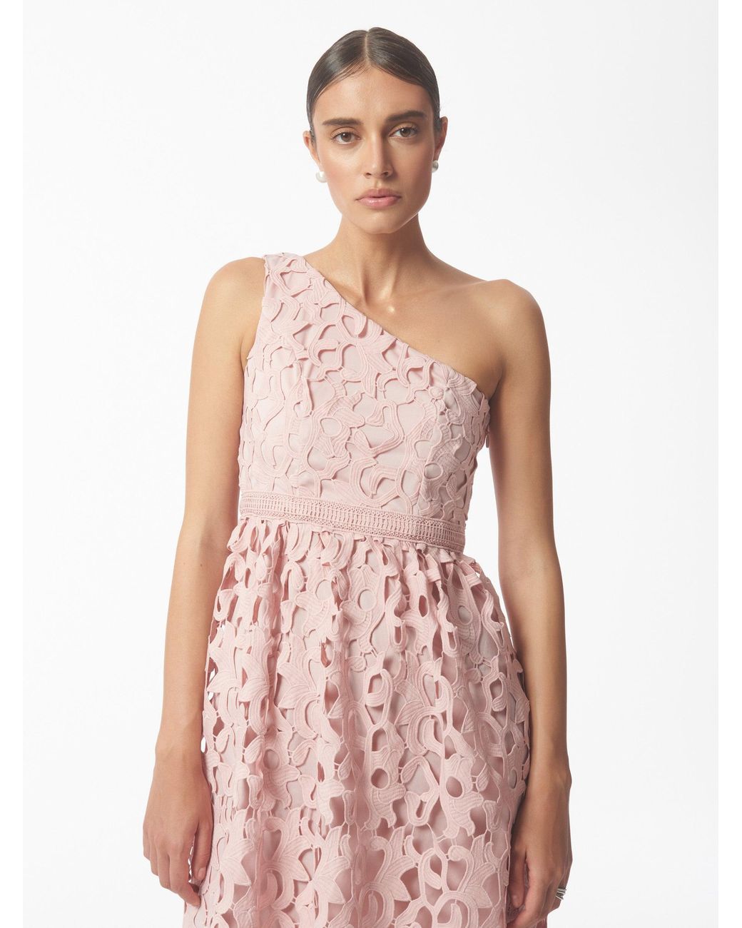 Sour Figs Pink One Shoulder Lace Dress