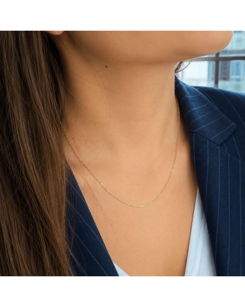 Spero London Metallic Rectangular Link Chain Sterling Necklace