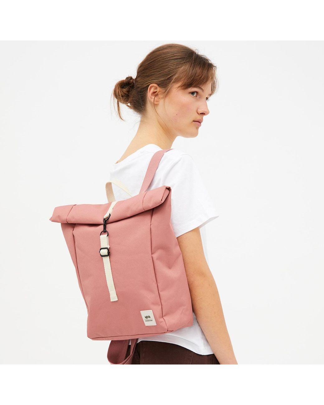 Lefrik Pink Roll Top Mini Backpack Dust