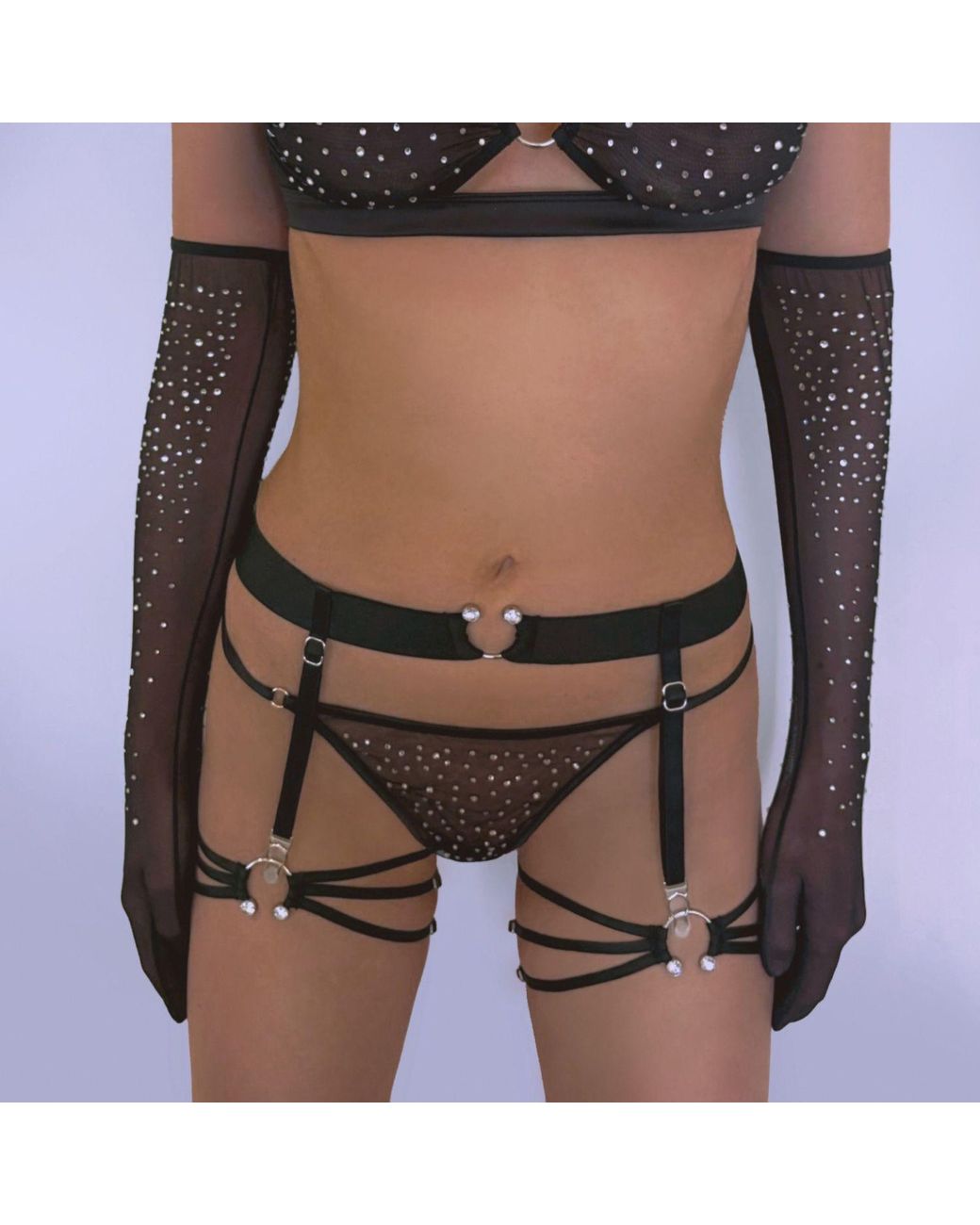 Empress Mimi Black Astria Suspender Belt