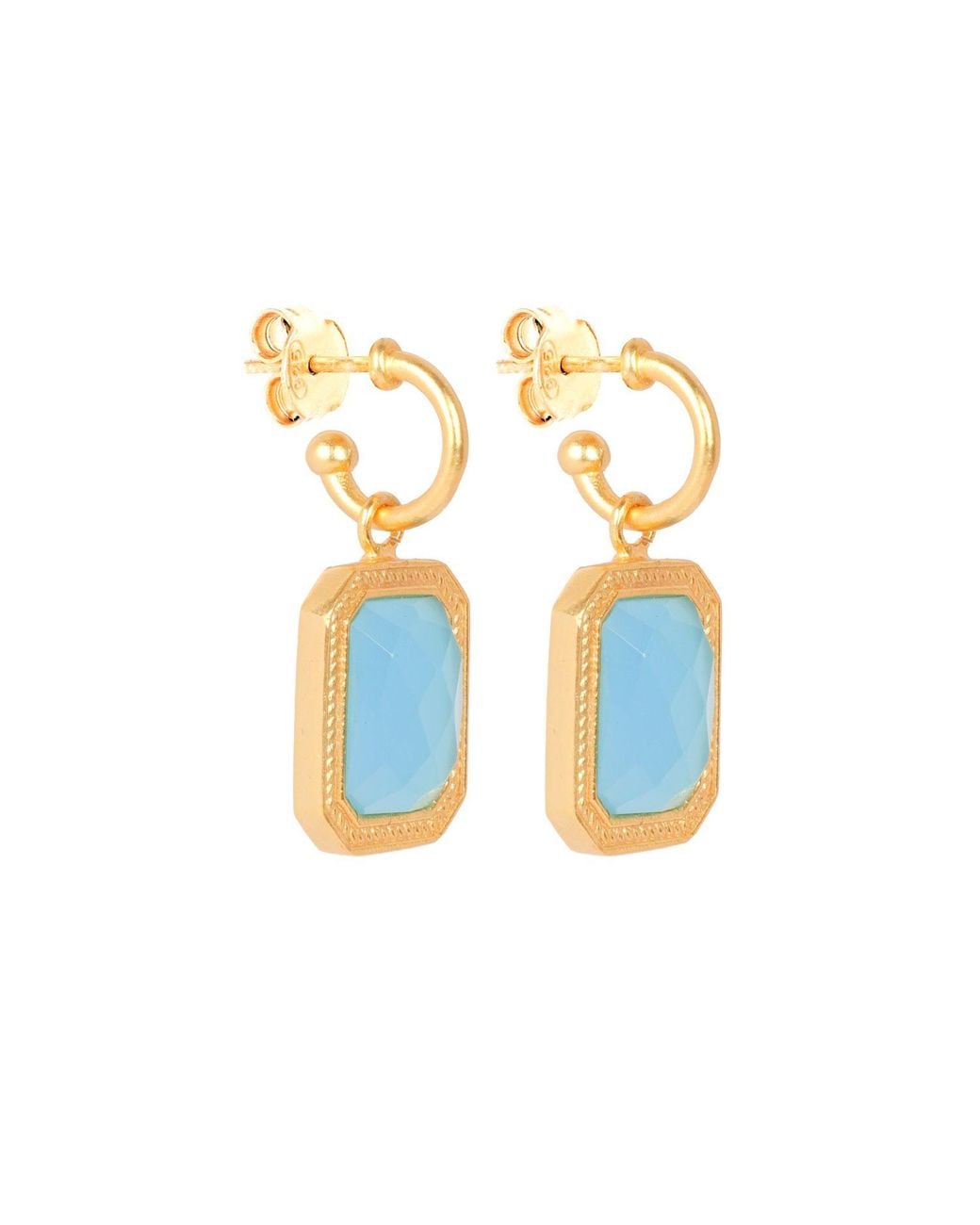 Lila Rasa Blue Rectangular Bahamian Crystal Hoops
