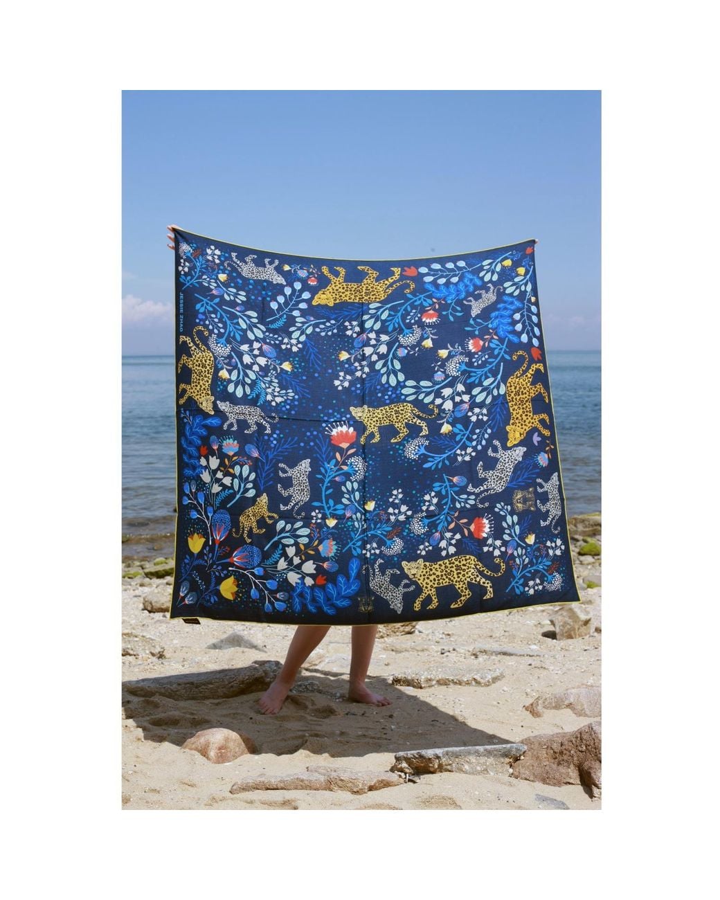 Jessie Zhao New York Blue Double Sided Wool Silk Shawl Of Amazon Rainforest Journey