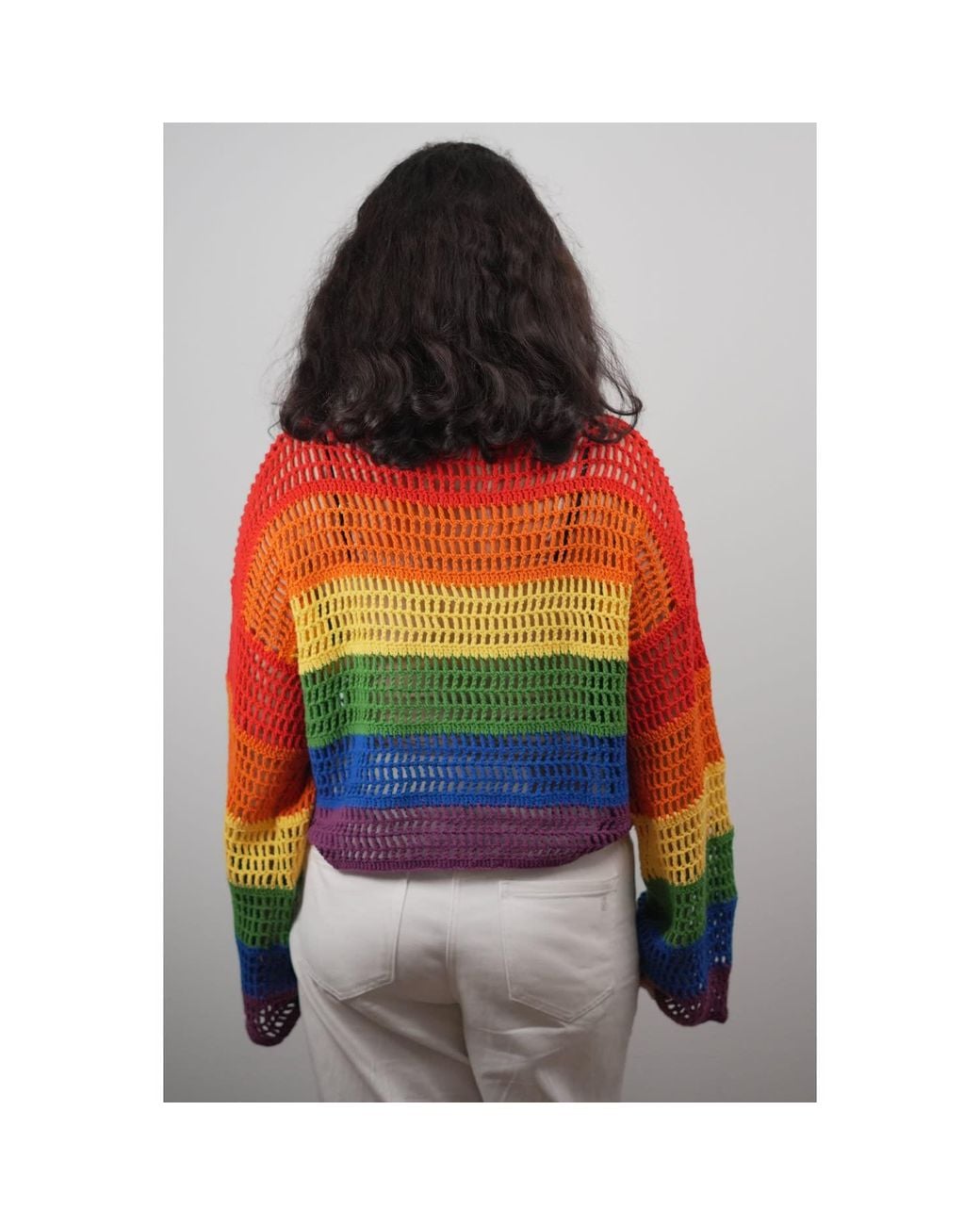 Ana Chic Red Iris Stripe Handmade Crochet Jumper