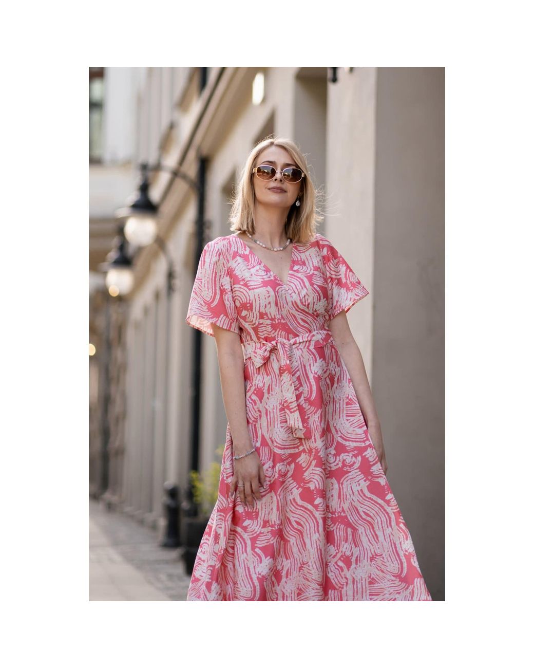 Oh!Zuza Pink Neutrals Echo Viscose Wrap Dress With Pockets