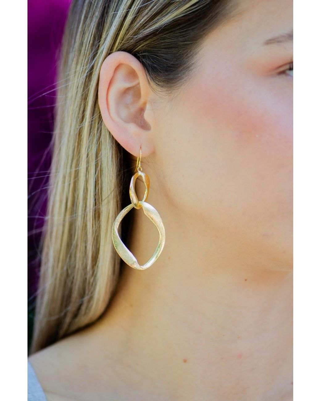 Marcia Moran Black Geometric Link Dangle Earrings