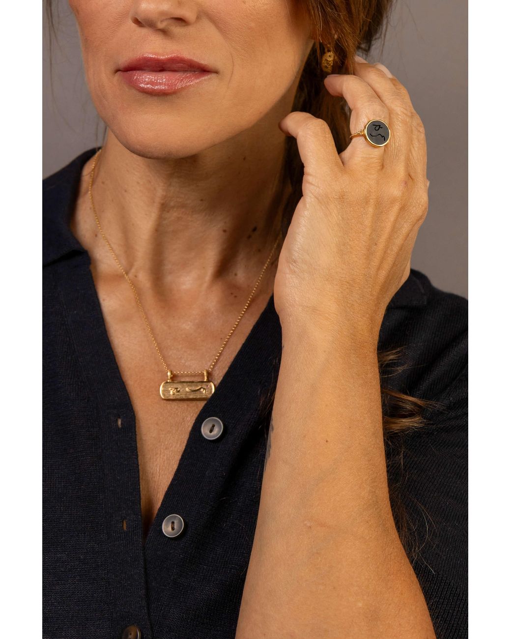 Claire Hill Designs Metallic Difficult Bar Necklace