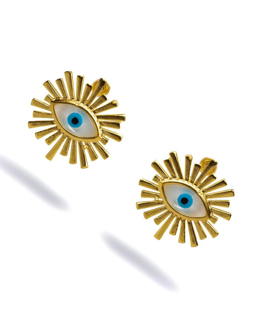 Ebru Jewelry Metallic Guardian Aura Chunky & Pearl Evil Eye Stud Earrings