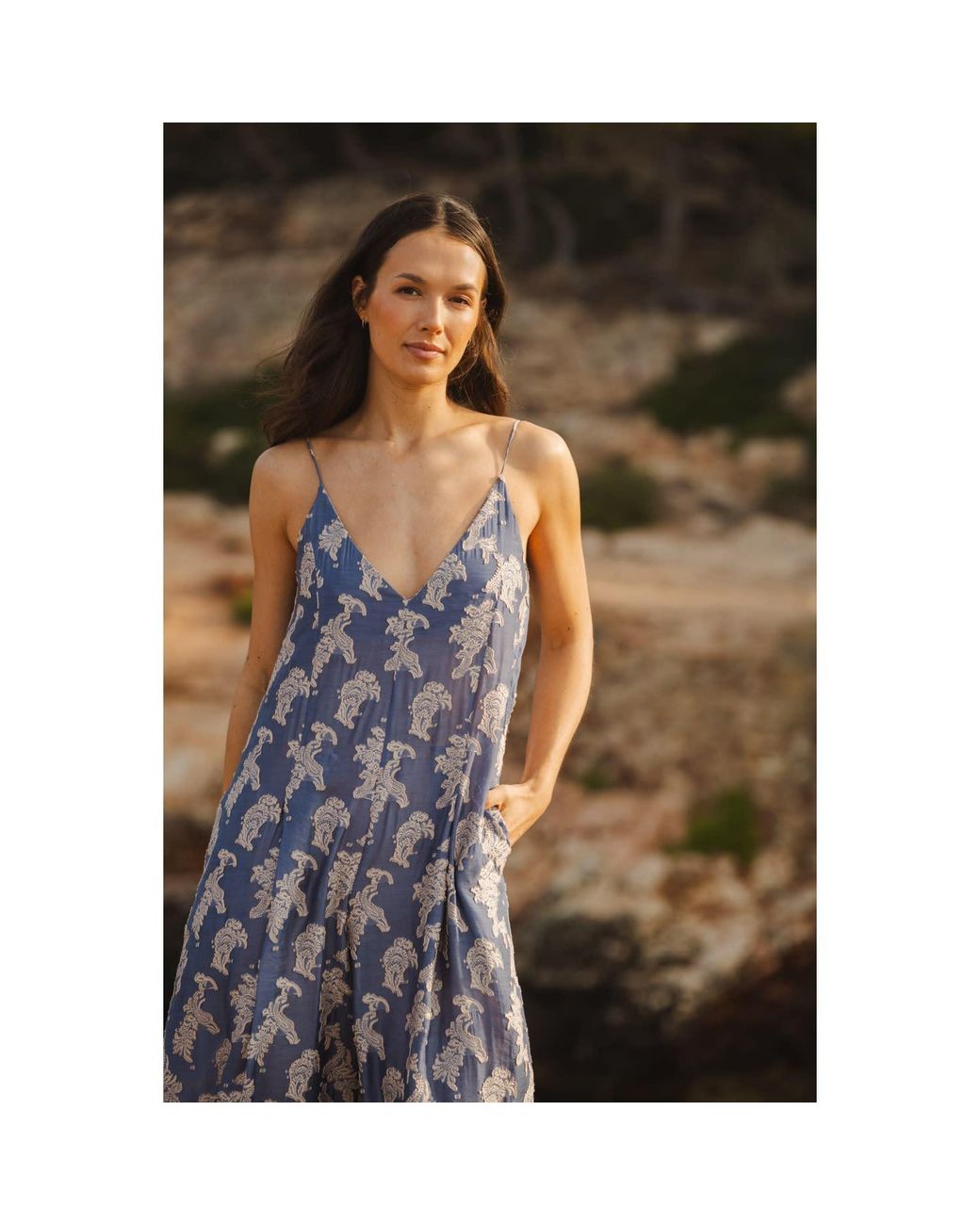 Traffic People Blue Wisdom & Pearls And Embroidered Ithaca Jumpsuit