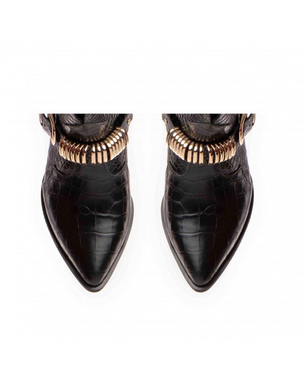 The 5Th Element Black Bronx Western Boots – Croco Leather