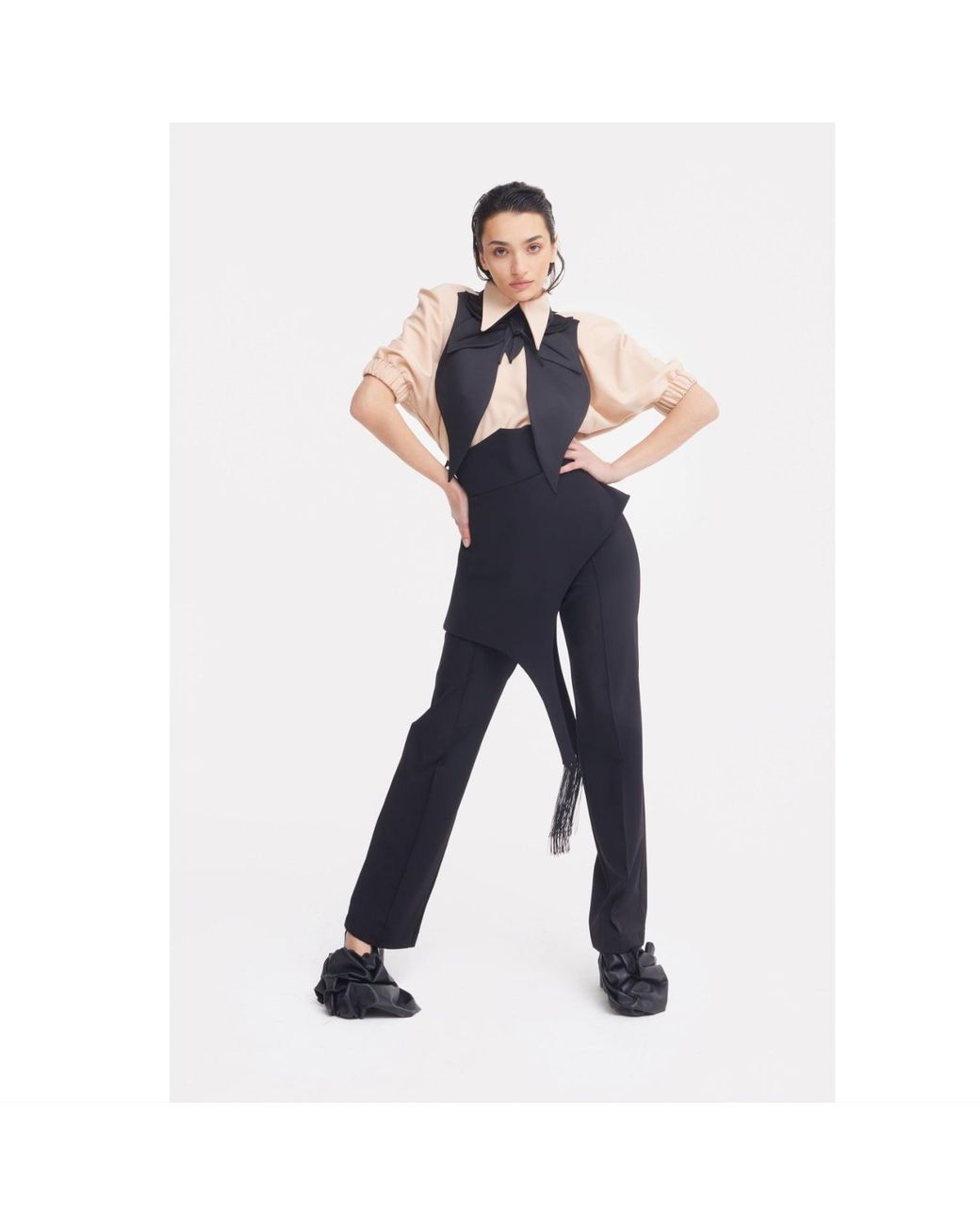 Julia Allert Black Full-Length Tailored Straight Leg Pants With Back Zipper
