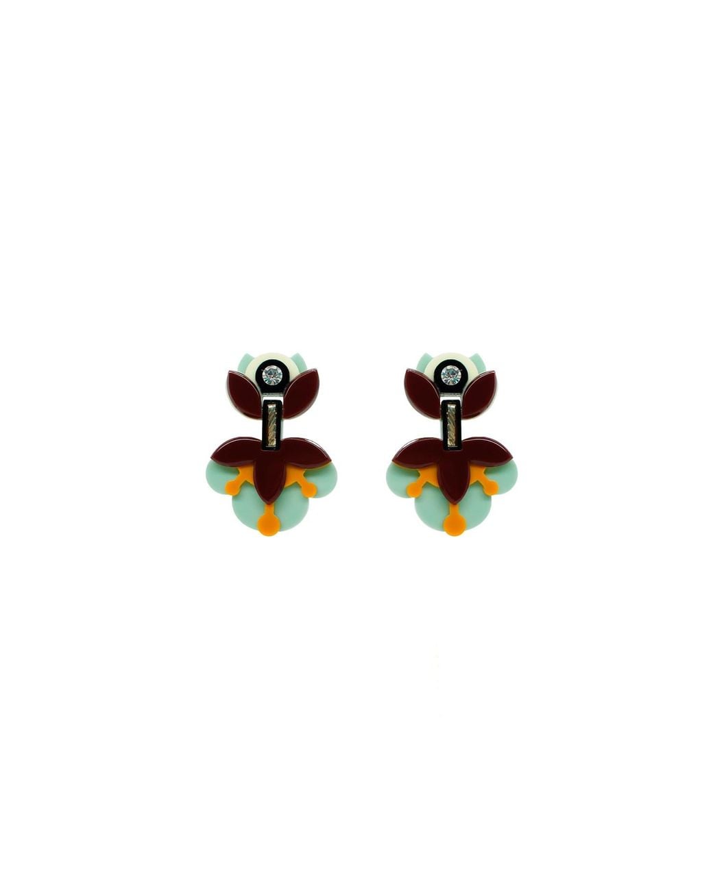Gissa Bicalho Green Handmade Acrylic Earring Petunia Medium
